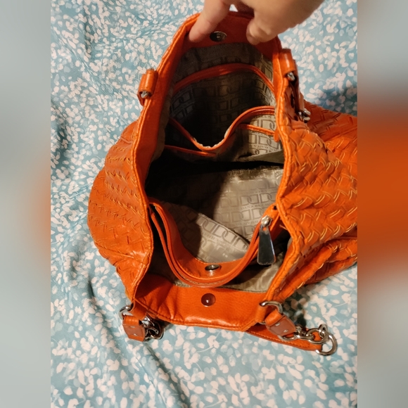 Dana Buchman Boho Faux Leather Woven Orange Purse - Picture 11 of 16